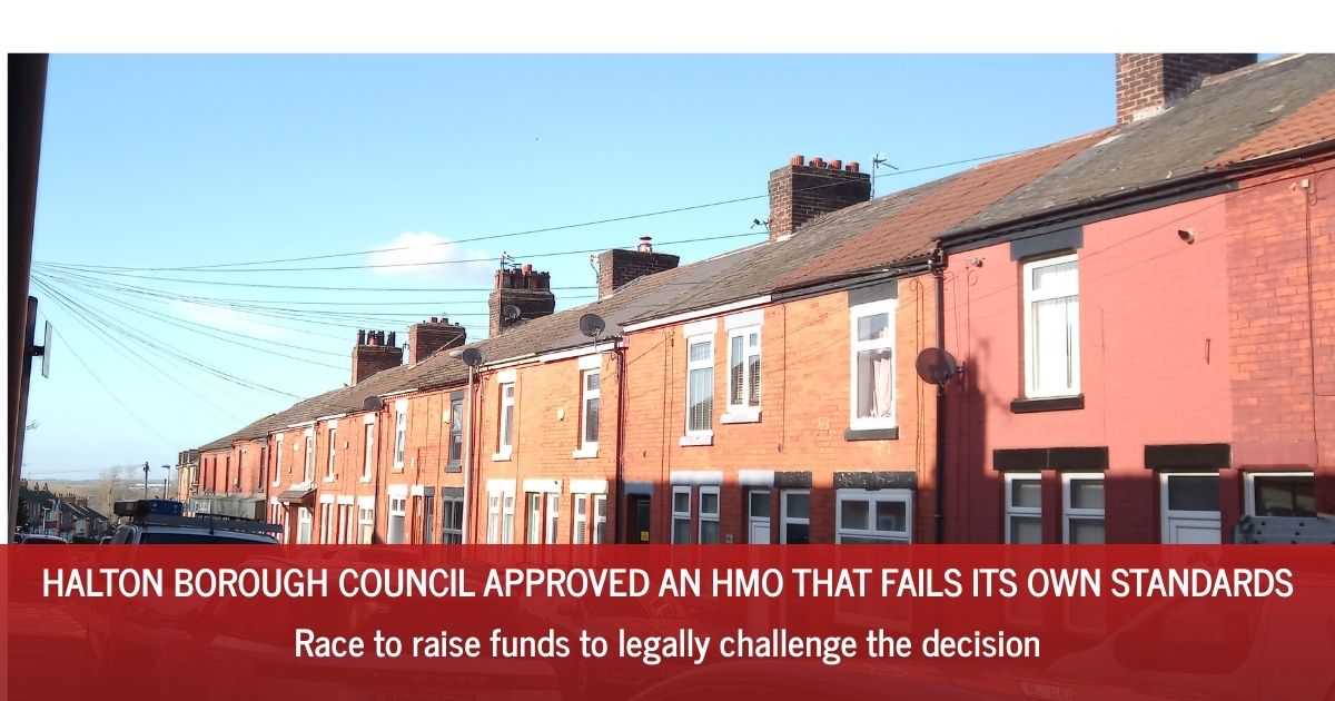 Terraced houses on Balfour Street, Runcorn where the approved HMO planning application is located